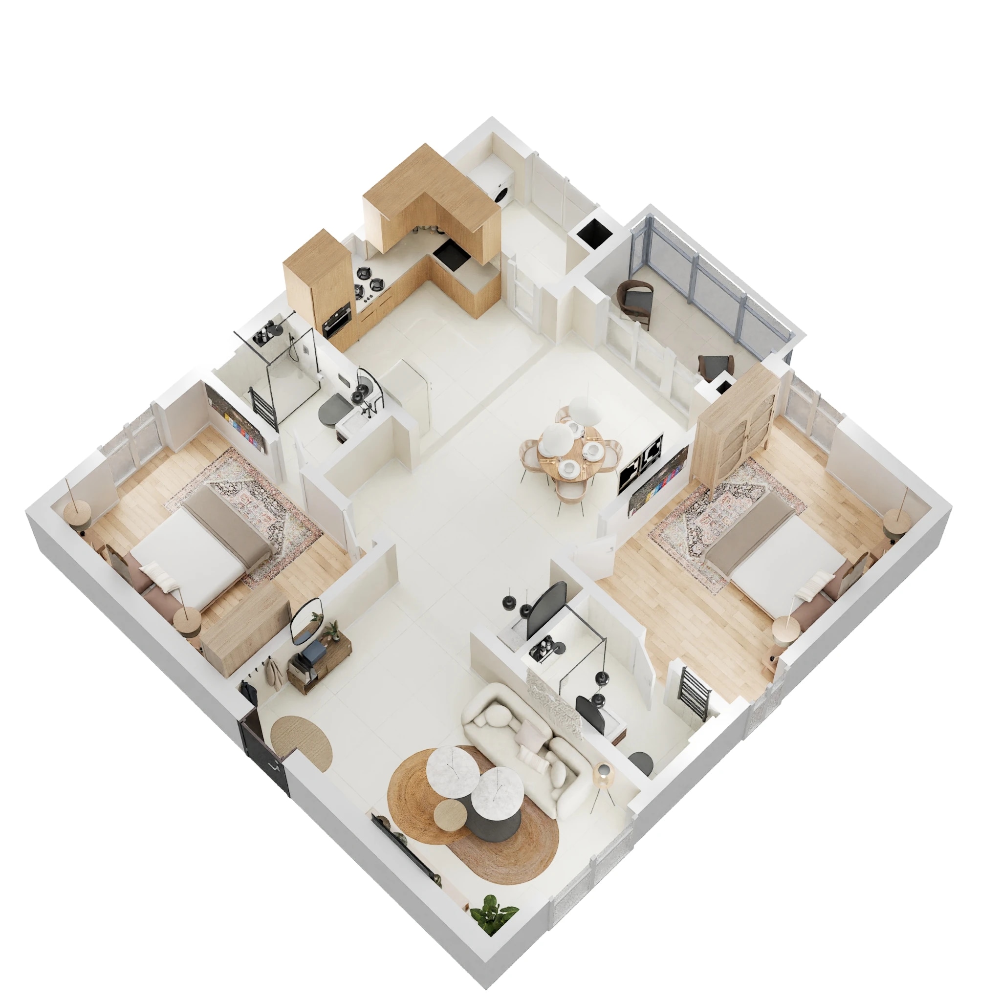 Floor plan of 2 BHK 1375 Sq. Ft. Apartment in Rajapushpa Imperia, Hyderabad