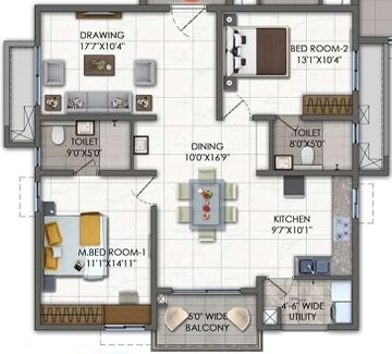  2 BHK Apartment at Rajapushpa Imperia, Tellapur – for Sale
