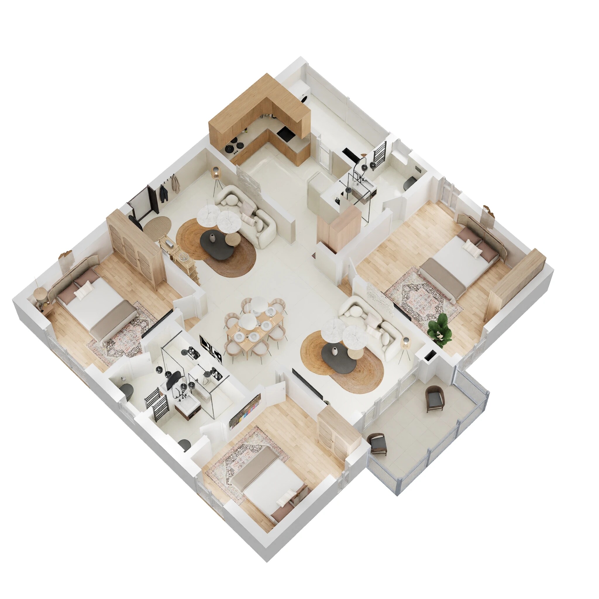 Floor plan of 3 BHK 1550 Sq. Ft. Apartment in Rajapushpa Imperia, Hyderabad