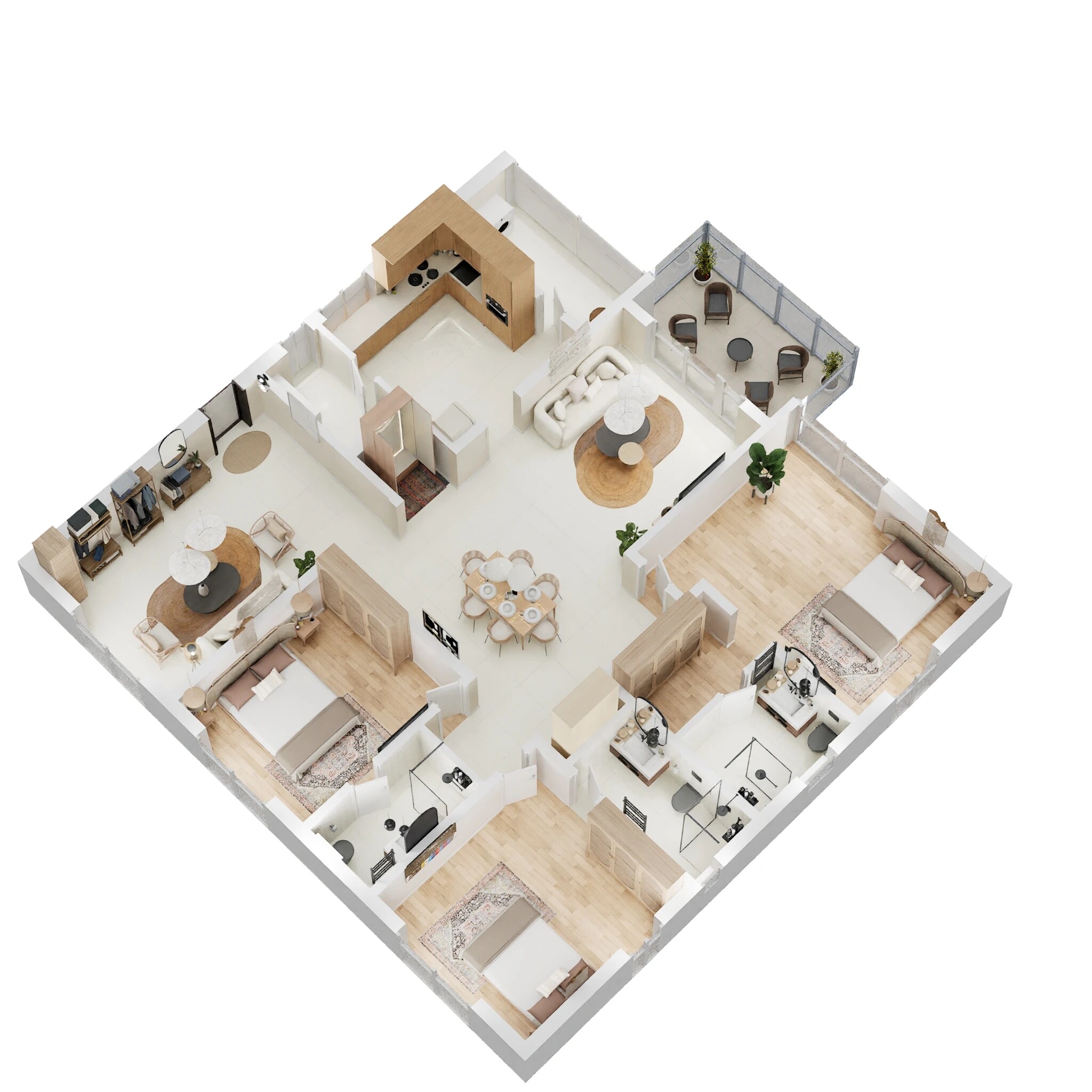 Floor plan of 3 BHK 2880 Sq. Ft. Apartment in Rajapushpa Imperia, Hyderabad