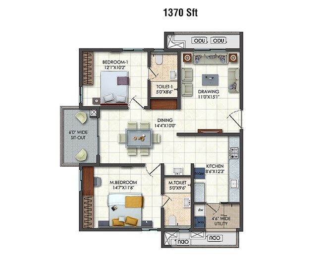 2 BHK 1370 Sq. Ft. Apartment