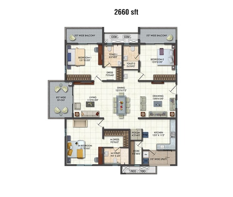 Other, rajapushpa-provincia 3 Bedroom 2660 Sq.Ft. Apartment In Narsingi Hyderabad 8732683