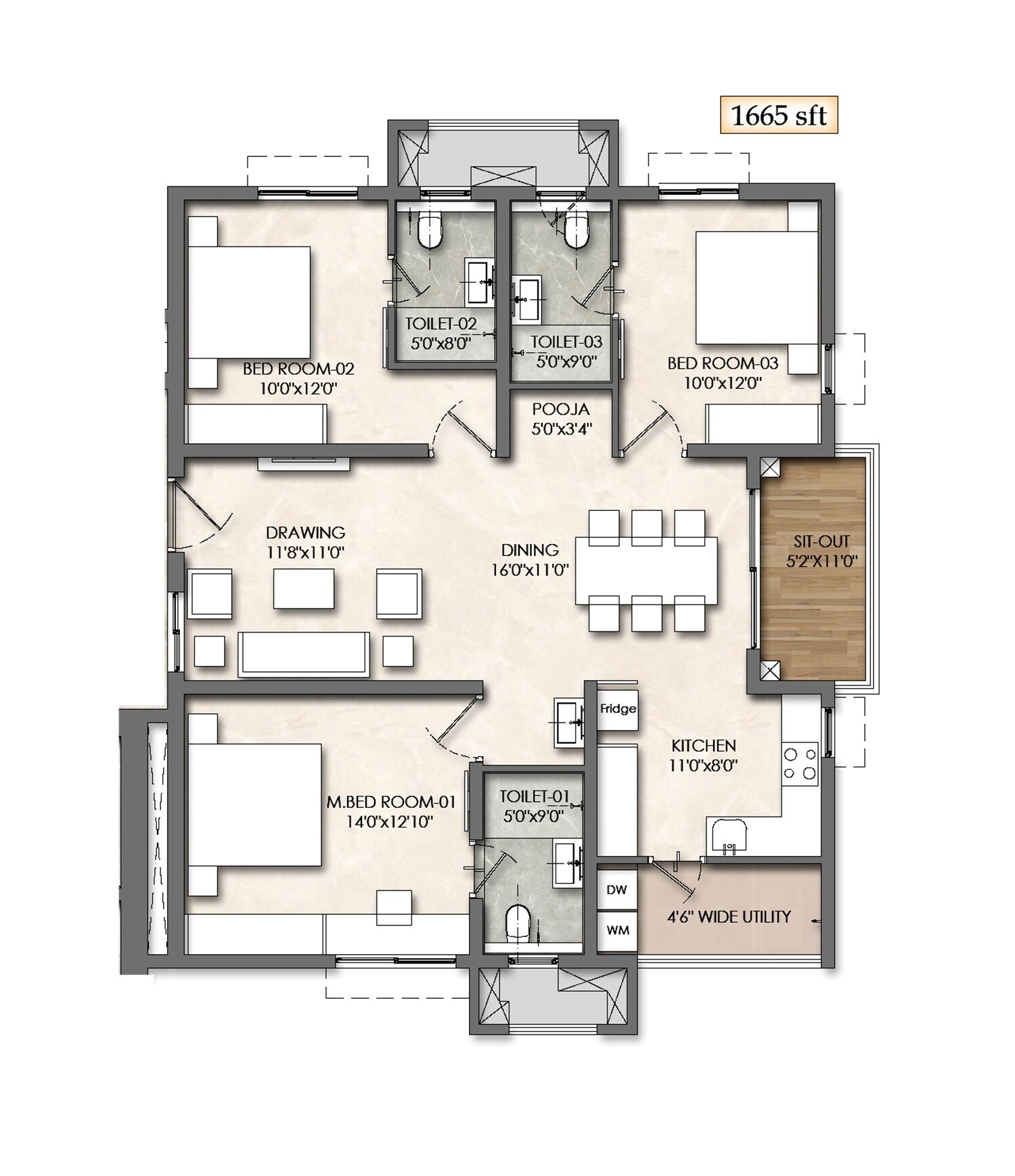  3 BHK Apartment at Rajapushpa Sierra, Tellapur – for Sale