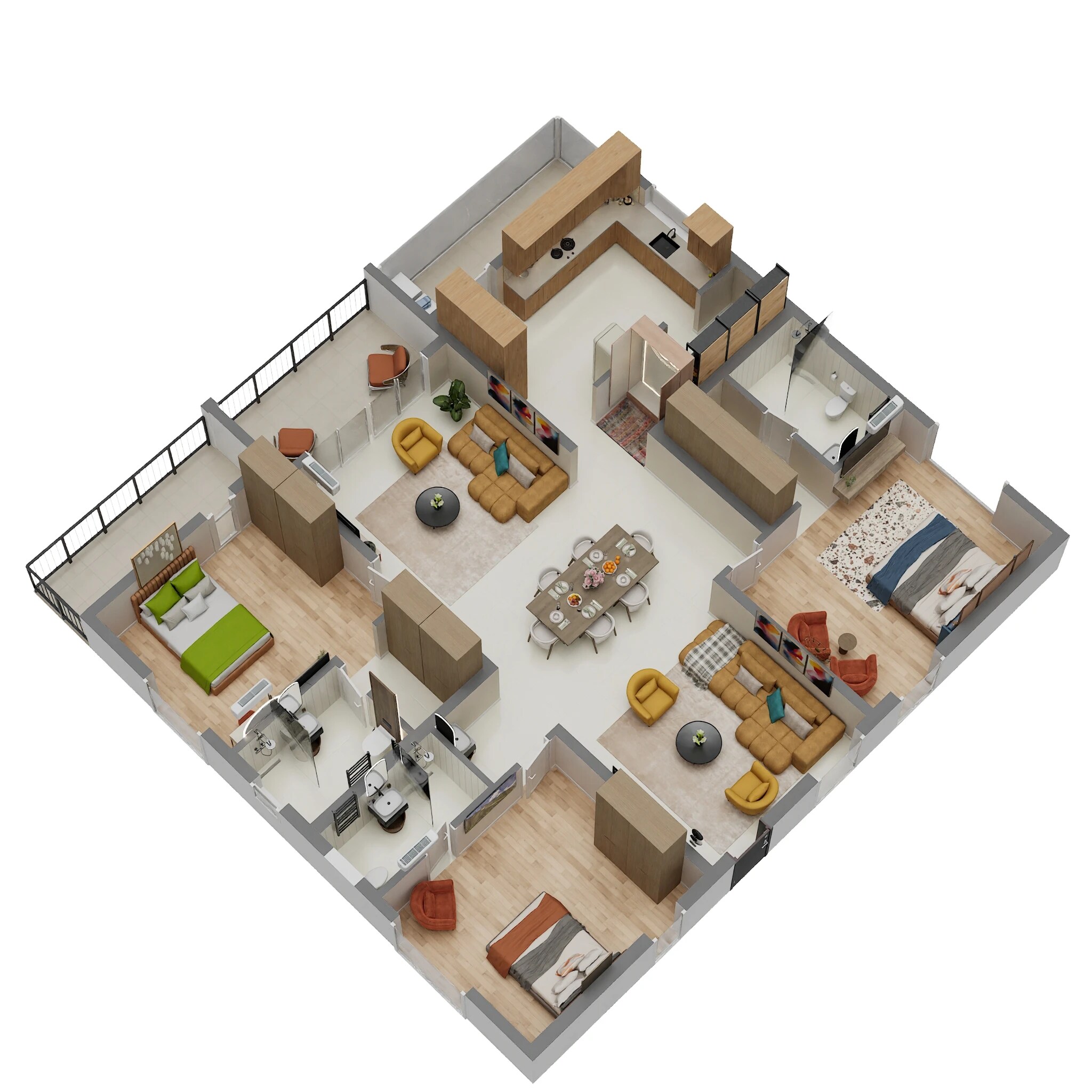 Floor plan of 3 BHK 2555 Sq. Ft. Apartment in Rajapushpa Sierra, Hyderabad