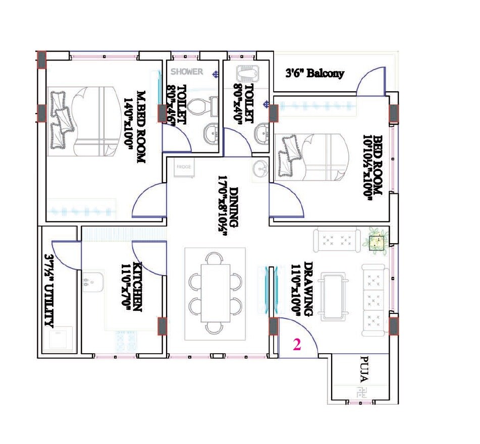 2 BHK 1168 Sq. Ft. Apartment