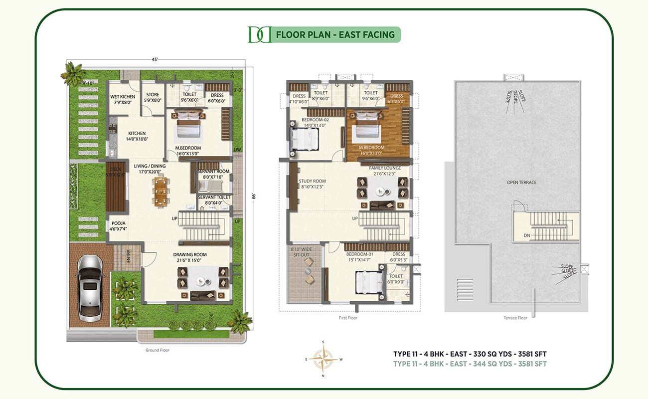 Floor plan of 4 BHK 3581 Sq. Ft. Villa in Ramky Discovery City The Huddle, Hyderabad