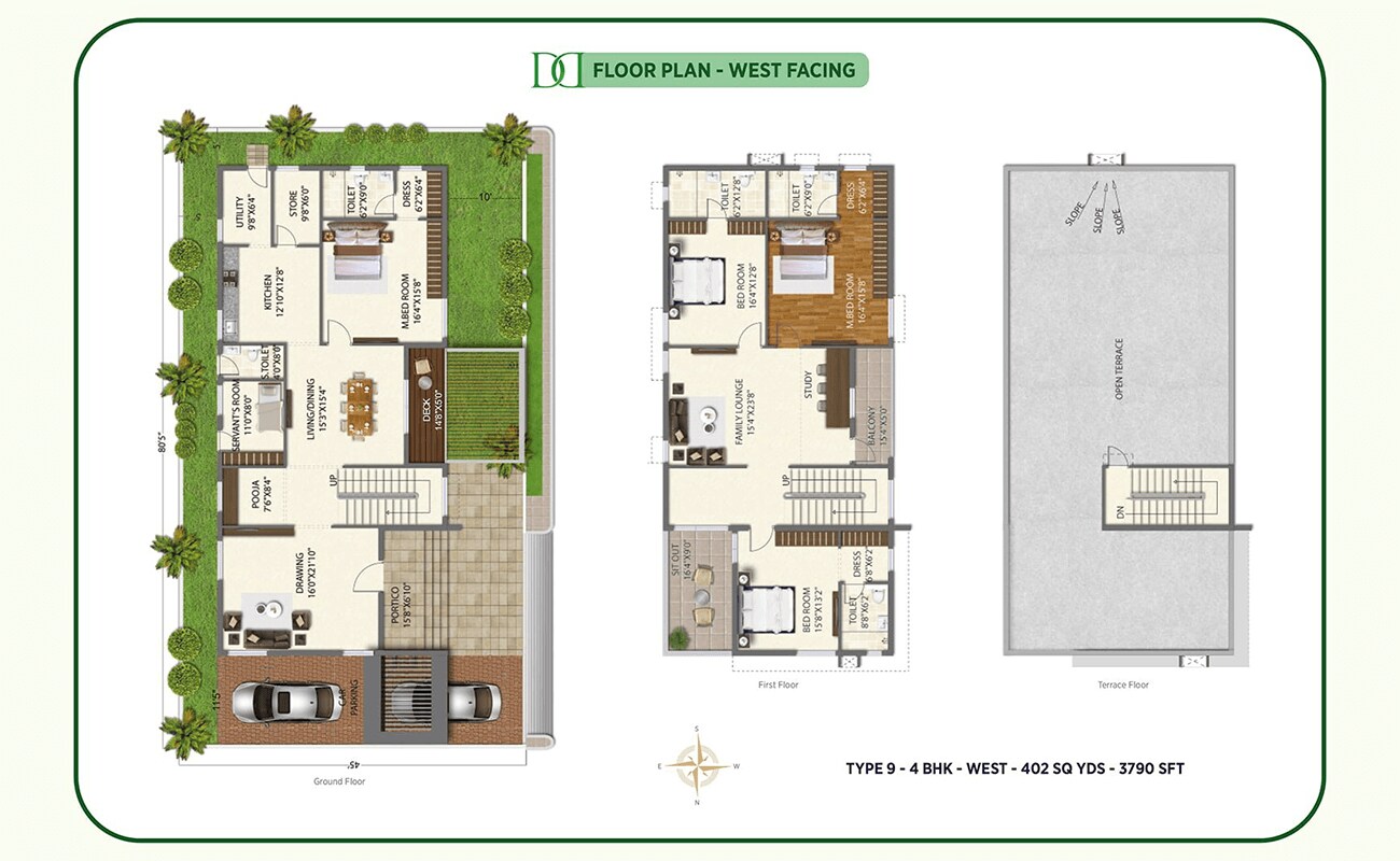 Floor plan of 4 BHK 3870 Sq. Ft. Villa in Ramky Discovery City The Huddle, Hyderabad