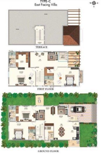 Floor plan of 4 BHK 3405 Sq. Ft. Villa in Ramky Discovery City, Hyderabad
