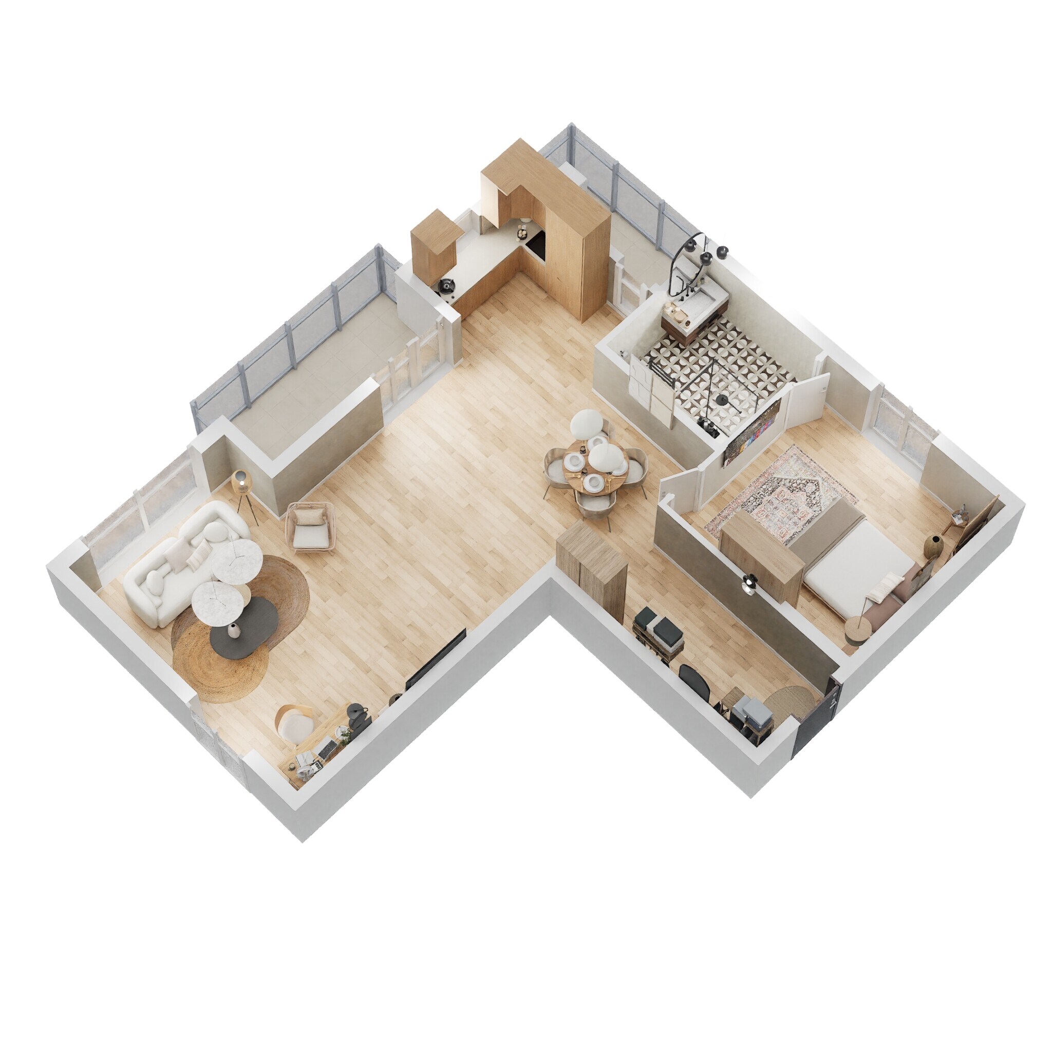 Floor plan of 1 BHK 1215 Sq. Ft. Apartment in Ramky Golden Circle, Hyderabad