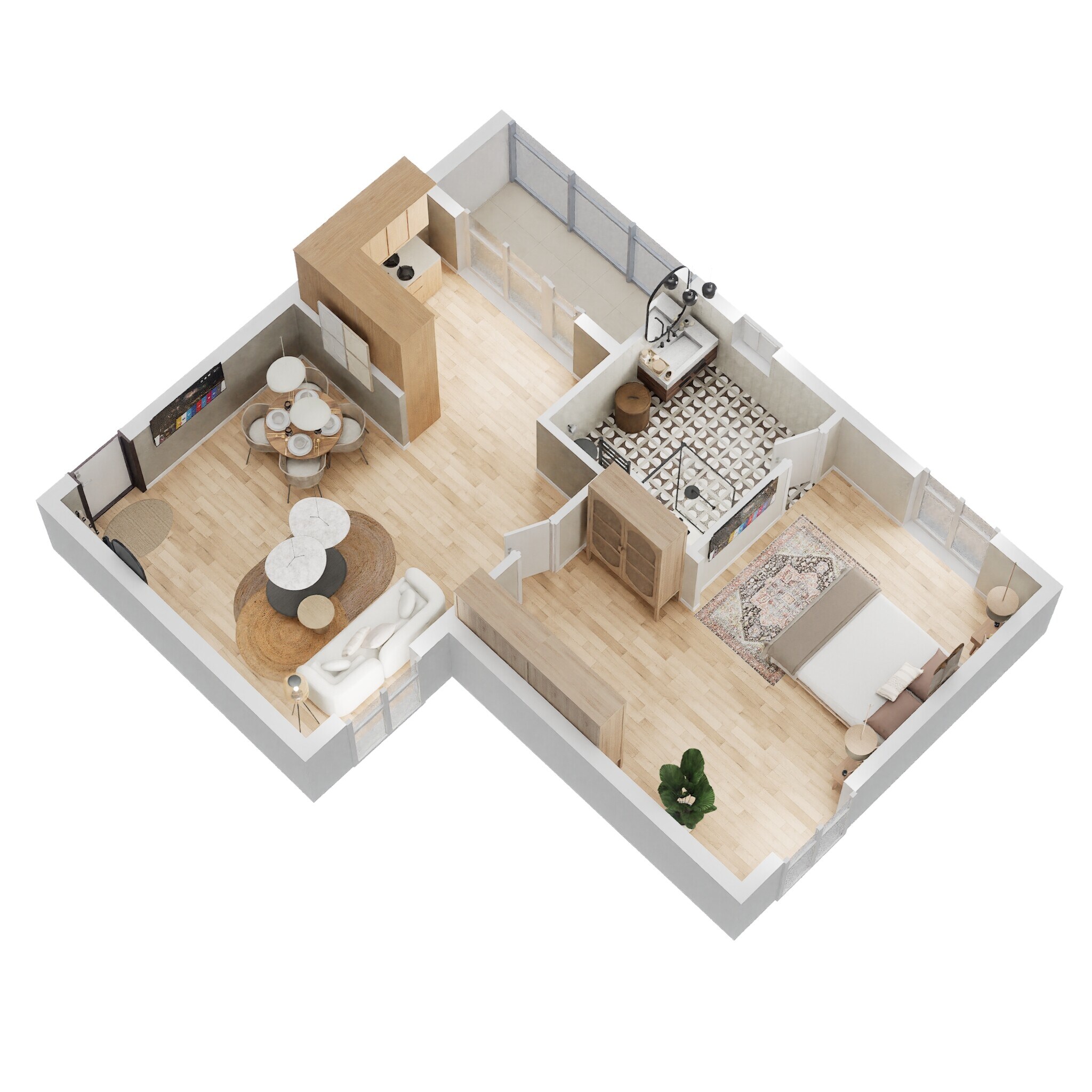 Floor plan of 1 BHK 840 Sq. Ft. Apartment in Ramky Golden Circle, Hyderabad