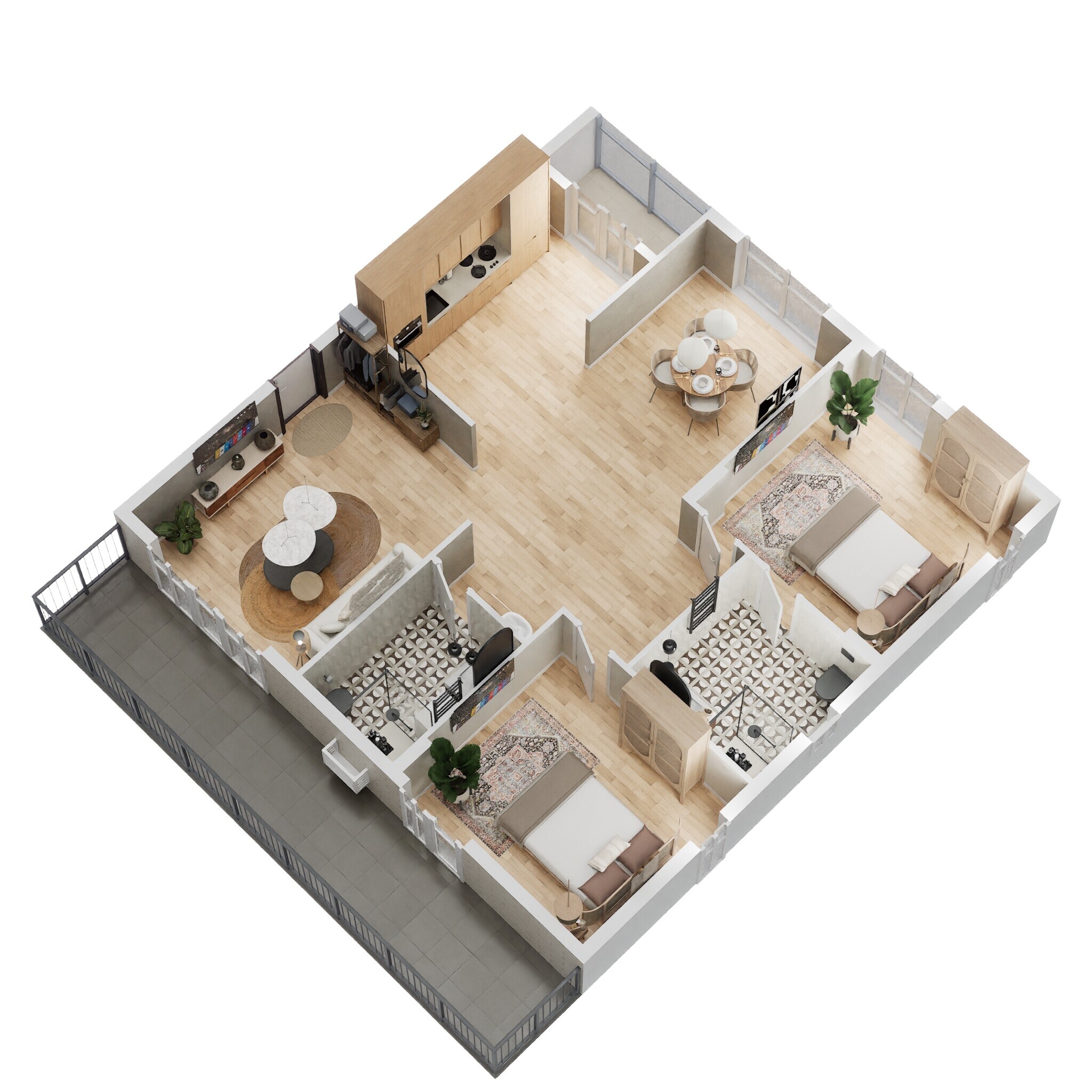 Floor plan of 2 BHK 1560 Sq. Ft. Apartment in Ramky Golden Circle, Hyderabad