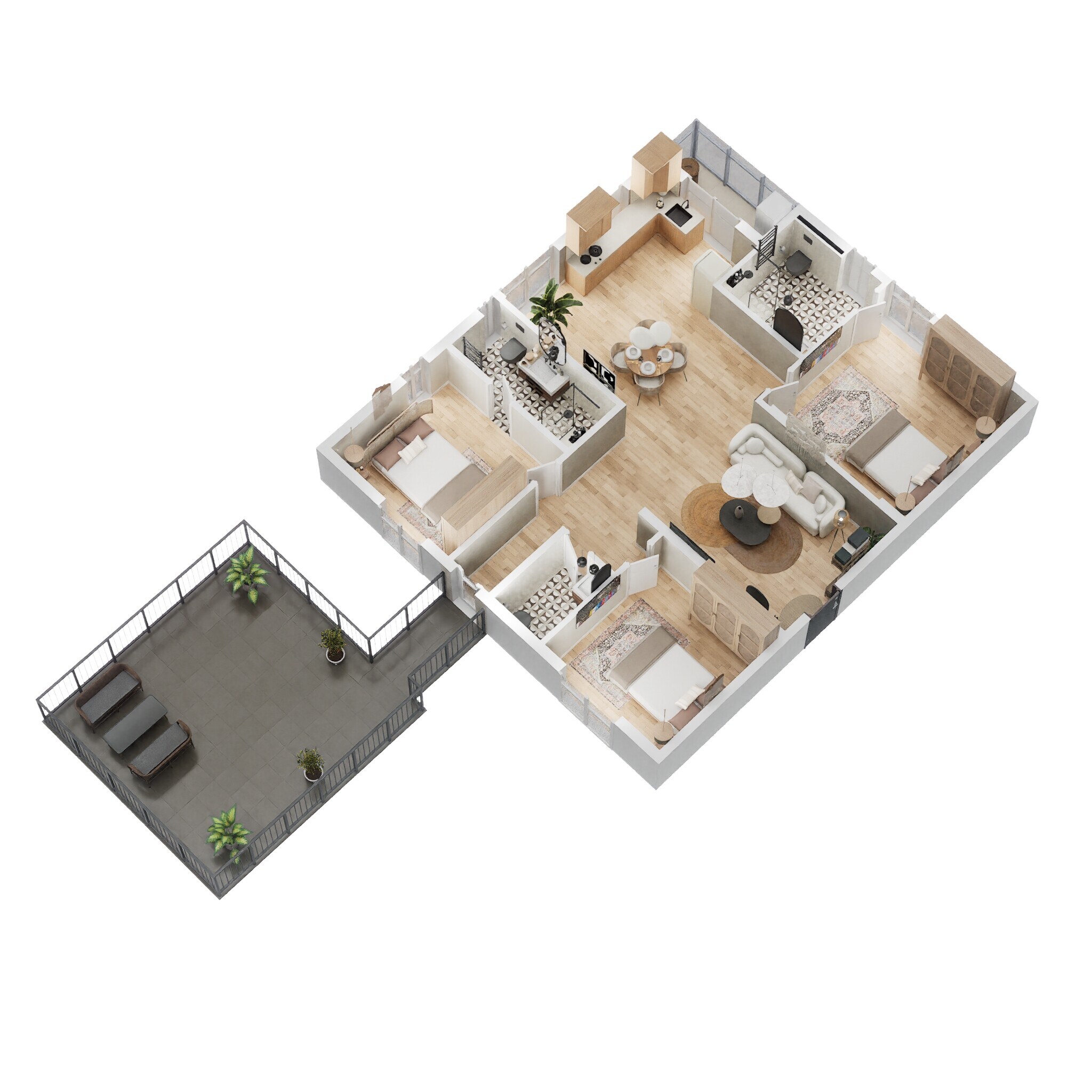 Floor plan of 3 BHK 1915 Sq. Ft. Apartment in Ramky Golden Circle, Hyderabad