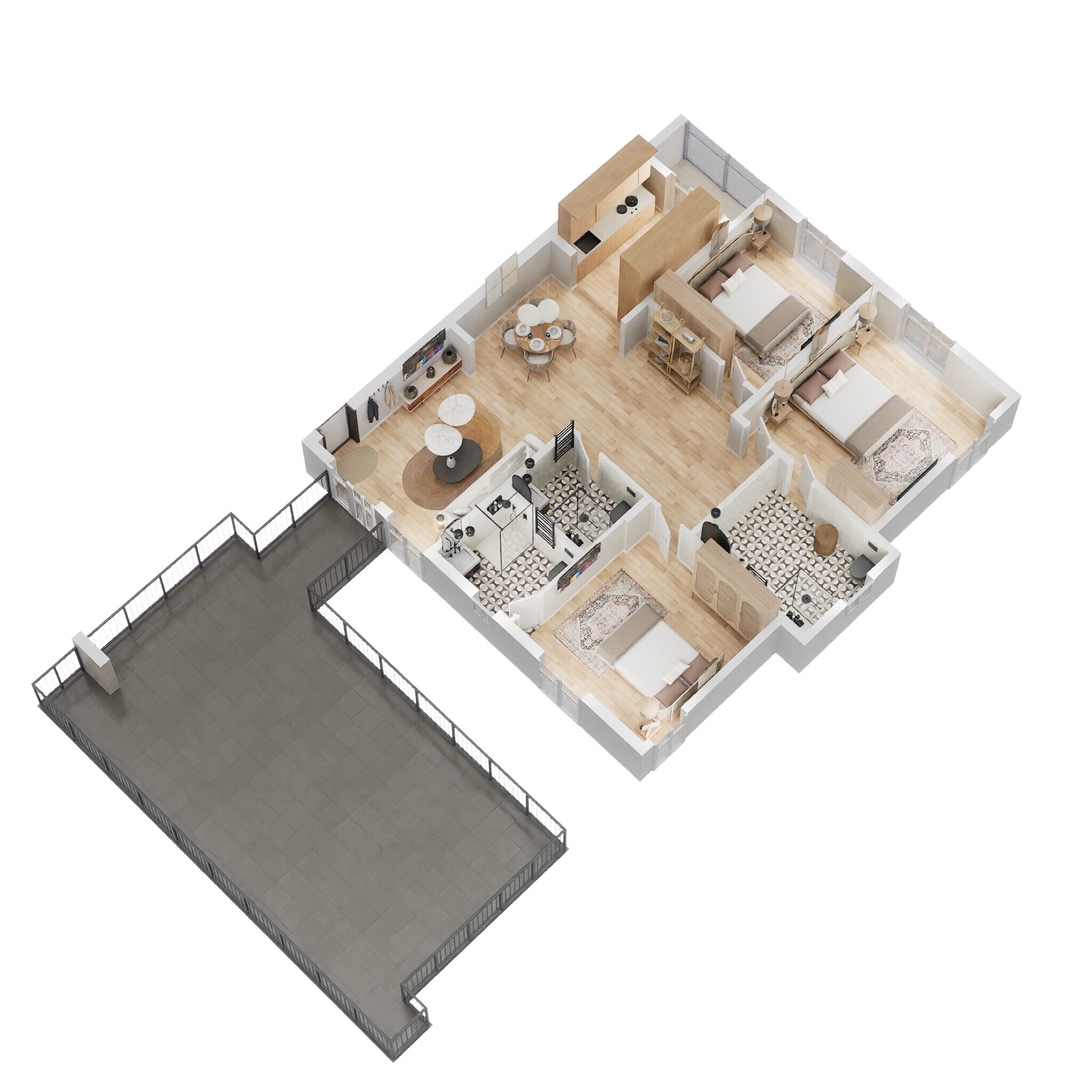 Floor plan of 3 BHK 2290 Sq. Ft. Apartment in Ramky Golden Circle, Hyderabad