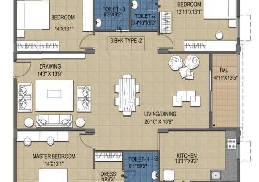 ramky greenview apartments apartment 3 bhk 2060sqft 20202802162852