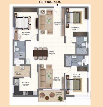  3 BHK Apartment at Ramky One Galaxia, Nallagandla – for Rent