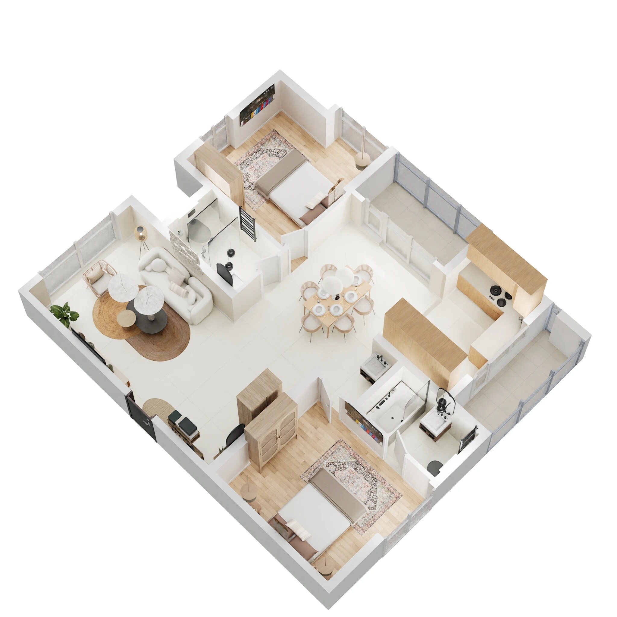 Floor plan of 2 BHK 1270 Sq. Ft. Apartment in Ramky One Galaxia Phase 2, Hyderabad