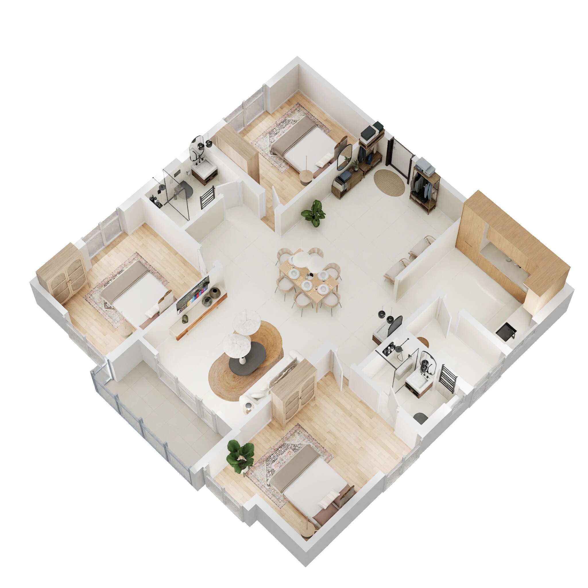 Floor plan of 3 BHK 1511 Sq. Ft. Apartment in Ramky One Galaxia Phase 2, Hyderabad