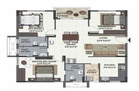 Other, ramky-one-harmony 3 Bedroom 1595 Sq.Ft. Apartment In Bachupally Hyderabad 9675248