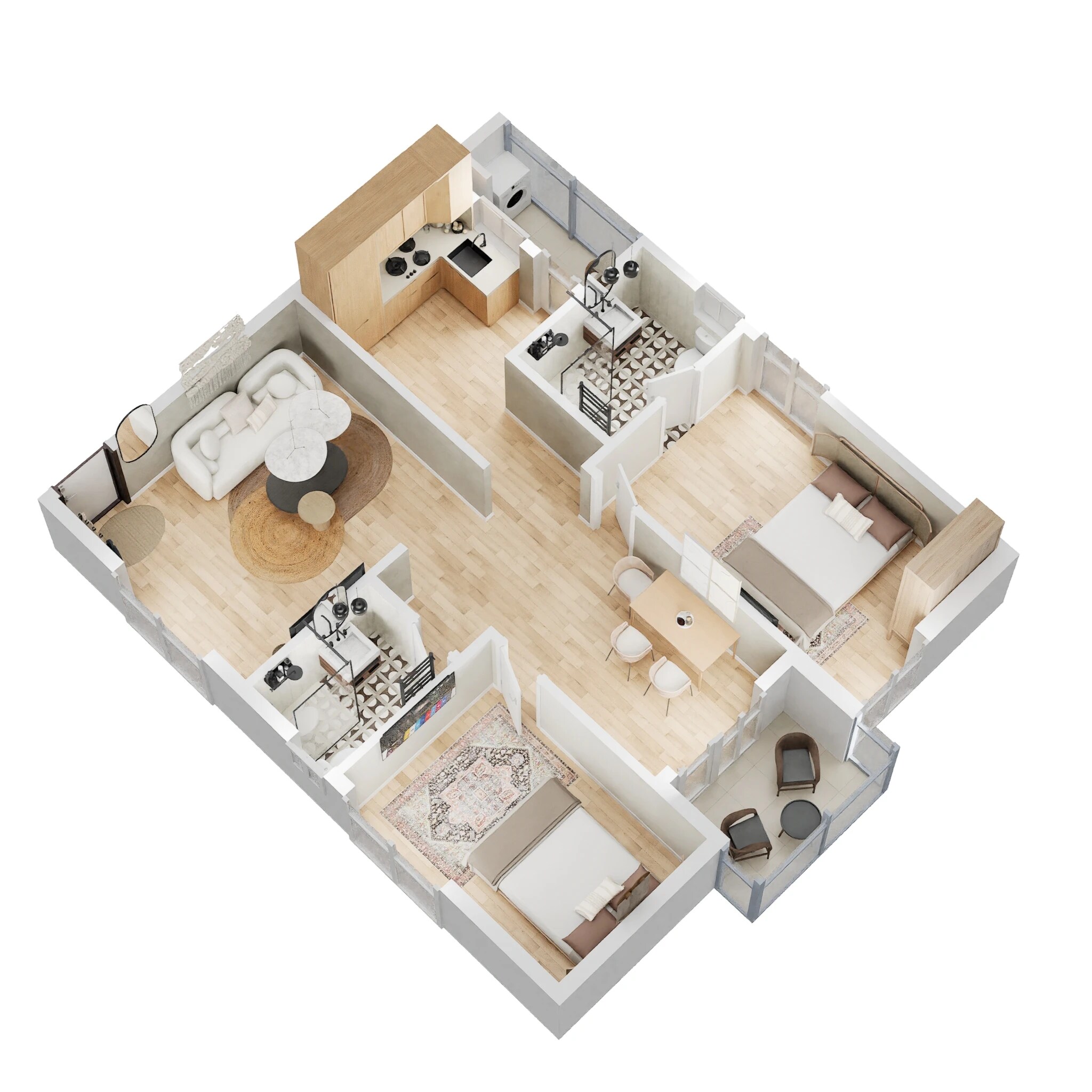 Floor plan of 2 BHK 1125 Sq. Ft. Apartment in Ramky One Marvel, Hyderabad
