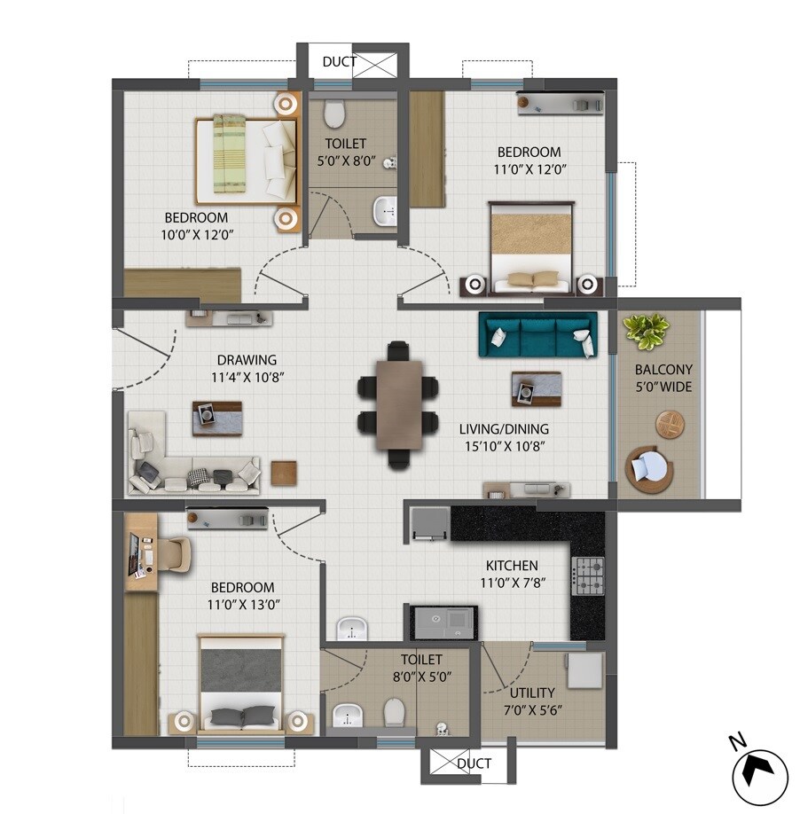 Other, ramky-one-kosmos 2 Bedroom 1500 Sq.Ft. Apartment In Gachibowli Hyderabad 9426179