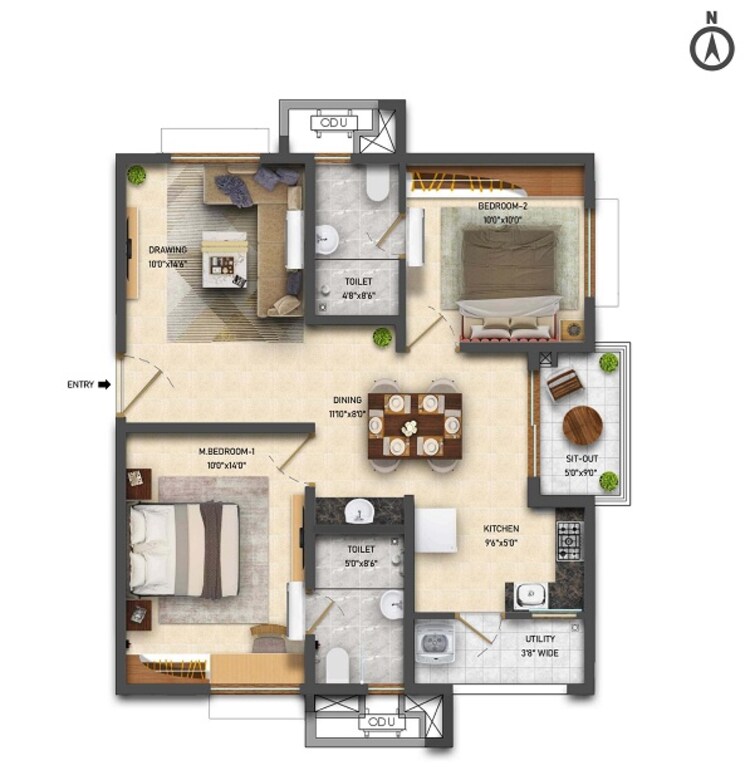 Other, ramky-one-symphony 2 Bedroom 1065 Sq.Ft. Apartment In Muthangi Hyderabad 8145989