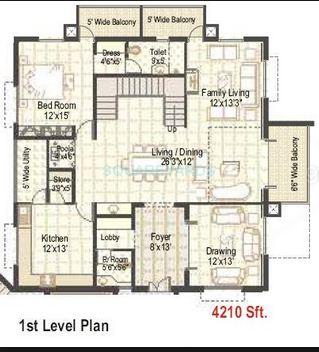 Floor plan of 4 BHK 4210 Sq. Ft. Apartment in Ramky Towers Gachibowli, Hyderabad