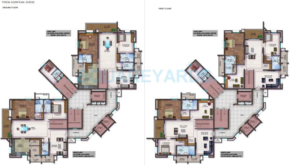 Floor plan of 4 BHK 5120 Sq. Ft. Apartment in Ramky Towers Elite, Hyderabad