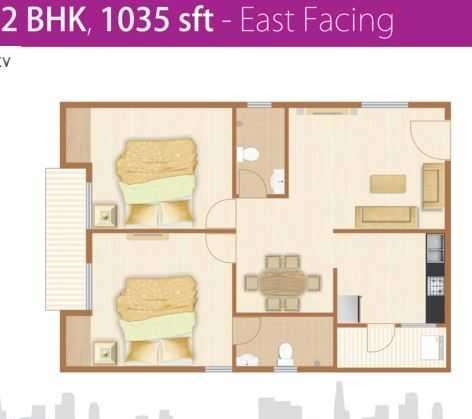 2 BHK 1035 Sq. Ft. Apartment in Rashmi Residency Bachupally