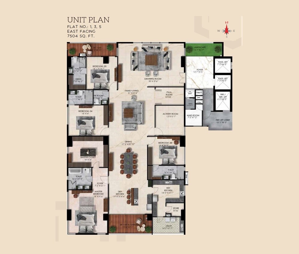 4 BHK 7504 Sq. Ft. Apartment