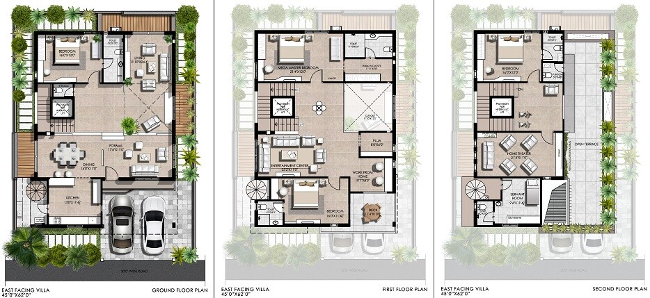 Floor plan of 4 BHK 3624 Sq. Ft. Villa in Riddhi Laxman County, Hyderabad