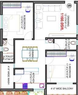 2 BHK 1160 Sq. Ft. Apartment in Risinia Intelli Park