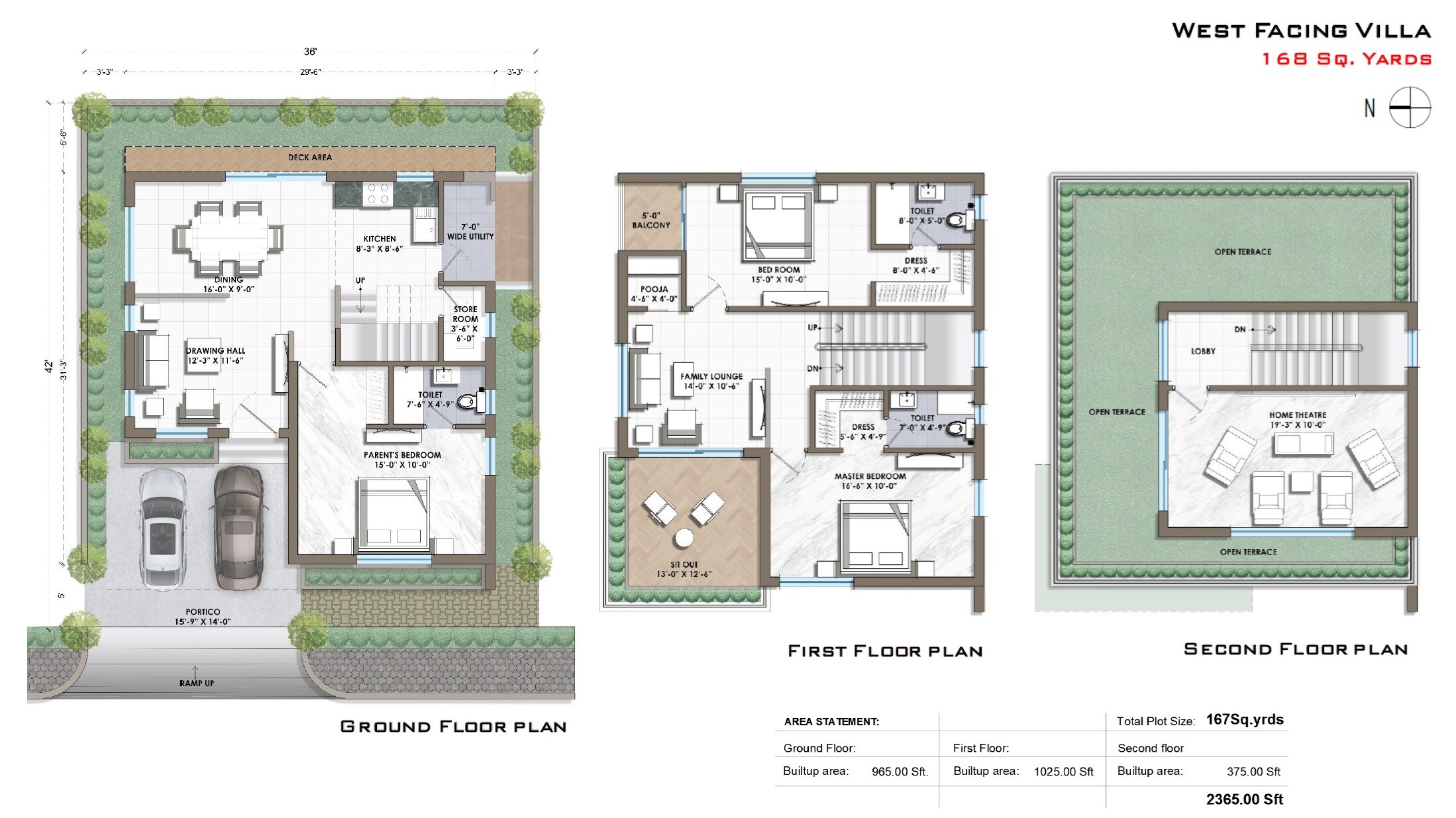 Floor plan of 3 BHK 2365 Sq. Ft. Villa in RK Oxygen City, Hyderabad