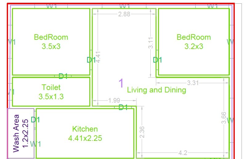 2 BHK 1184 Sq. Ft. Apartment