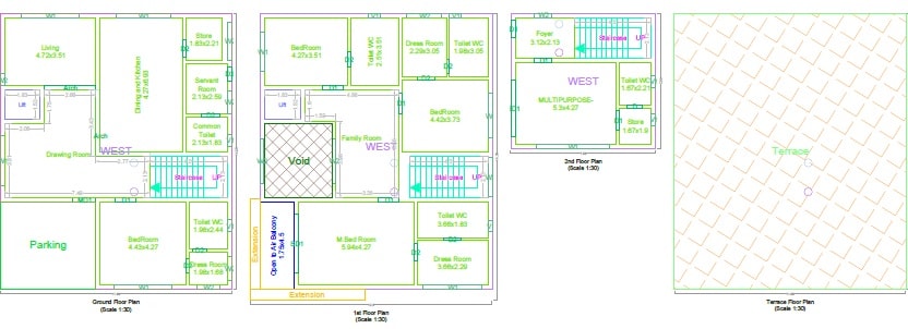 Floor plan of 4 BHK 2700 Sq. Ft. Villa in MAK Rosewood Villas, Hyderabad