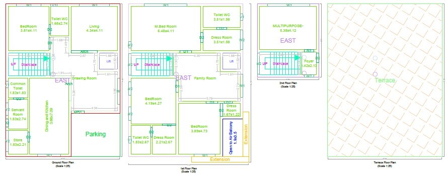Floor plan of 4 BHK 3011 Sq. Ft. Villa in MAK Rosewood Villas, Hyderabad