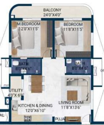  2 BHK Apartment at Rubrick Tripura, Gandi Maisamma – for Sale