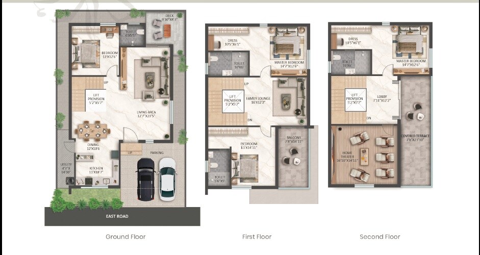Floor plan of 4 BHK 3316 Sq. Ft. Villa in Rudhra Park Avenue, Hyderabad