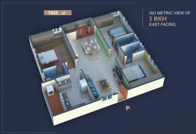 3 BHK 1667 Sq. Ft. Apartment