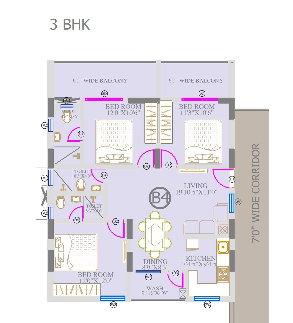 3 BHK 1259 Sq. Ft. Apartment