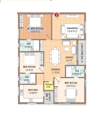 3 BHK 1980 Sq. Ft. Apartment