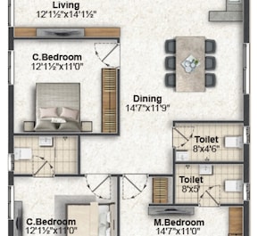 3 BHK 1755 Sq. Ft. Apartment in Saanvi Ambience Homes