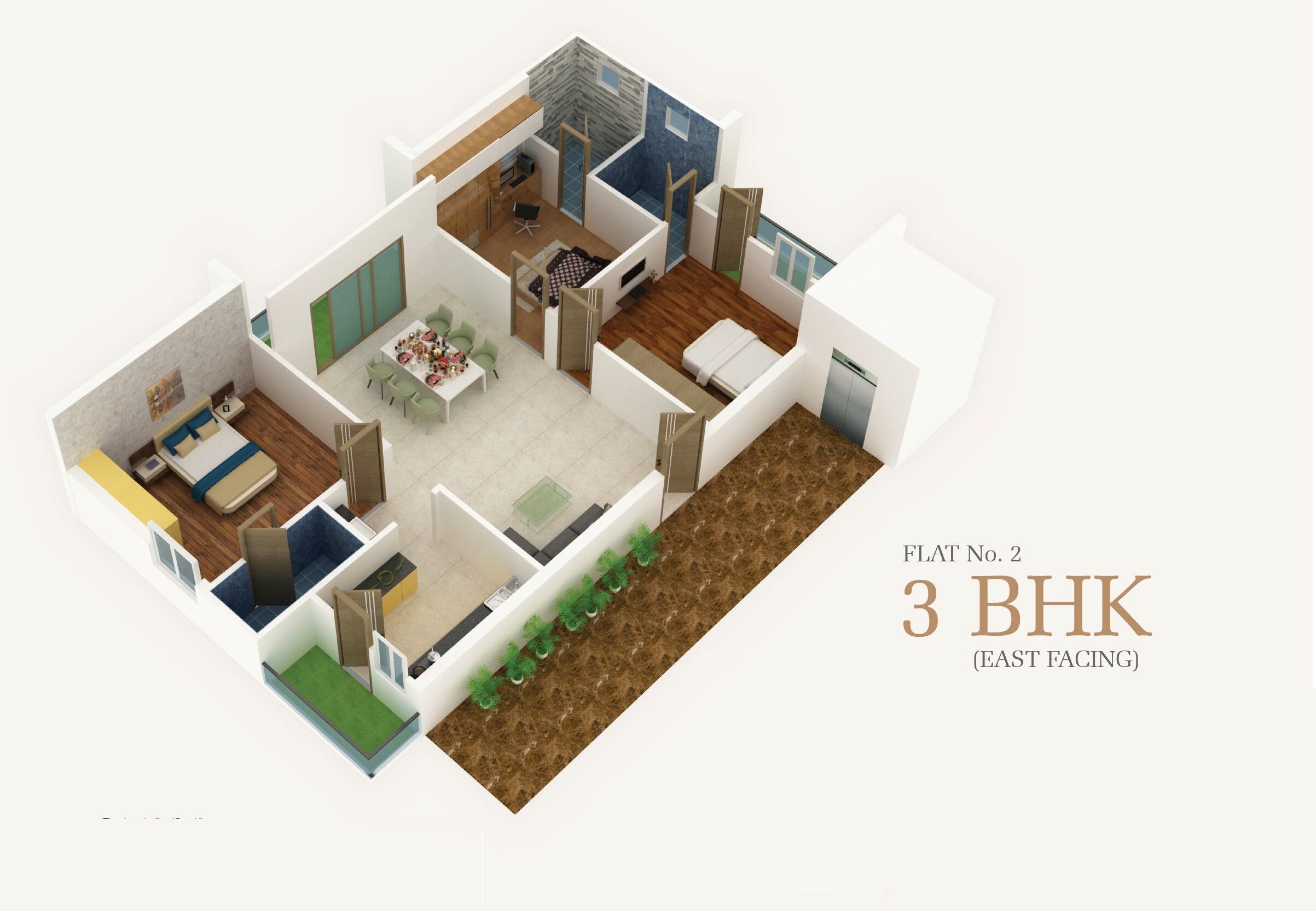 Floor plan of 3 BHK 1600 Sq. Ft. Apartment in Saanvi Aura Homes, Hyderabad