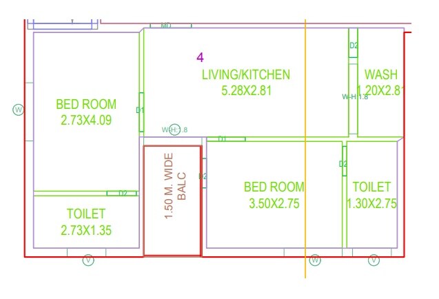 Floor plan of 2 BHK 1050 Sq. Ft. Apartment in Sada Arunachala Pride, Hyderabad