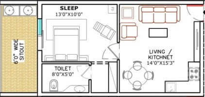1 BHK 618 Sq. Ft. Apartment