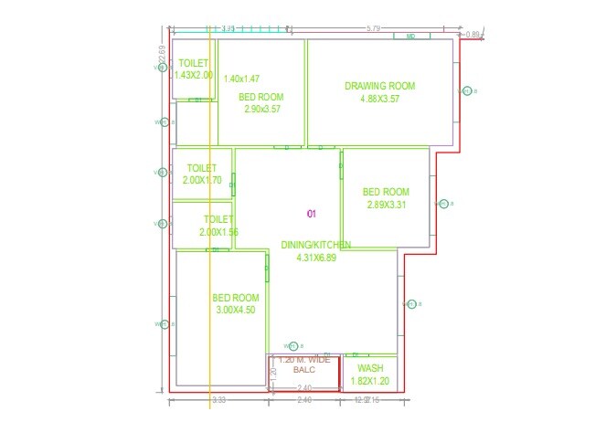 Floor plan of 3 BHK 1590 Sq. Ft. Apartment in Sai Garuda, Hyderabad