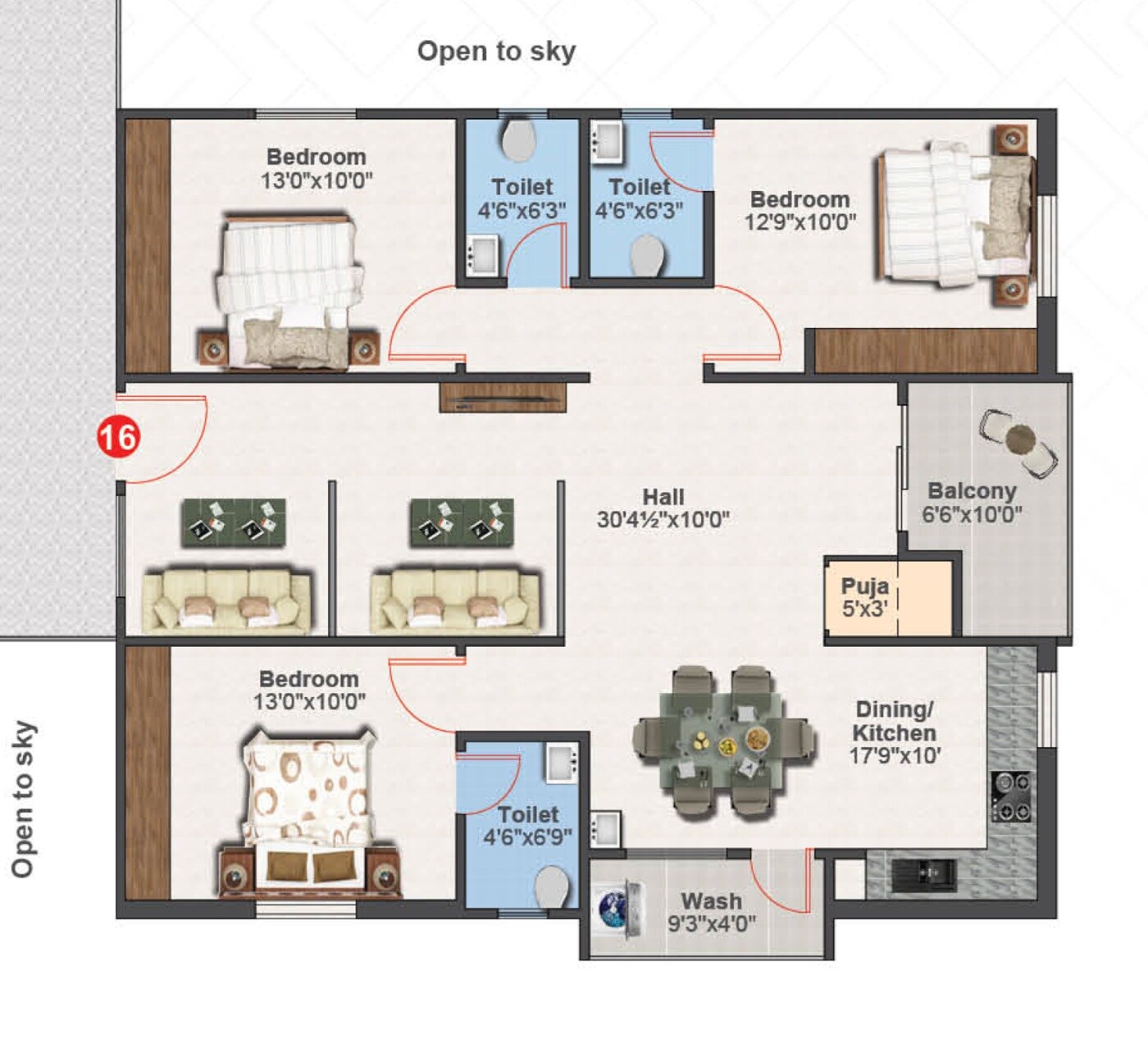 3 BHK 1562 Sq. Ft. Apartment