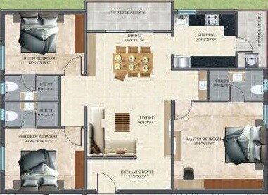 3 BHK 1689 Sq. Ft. Apartment