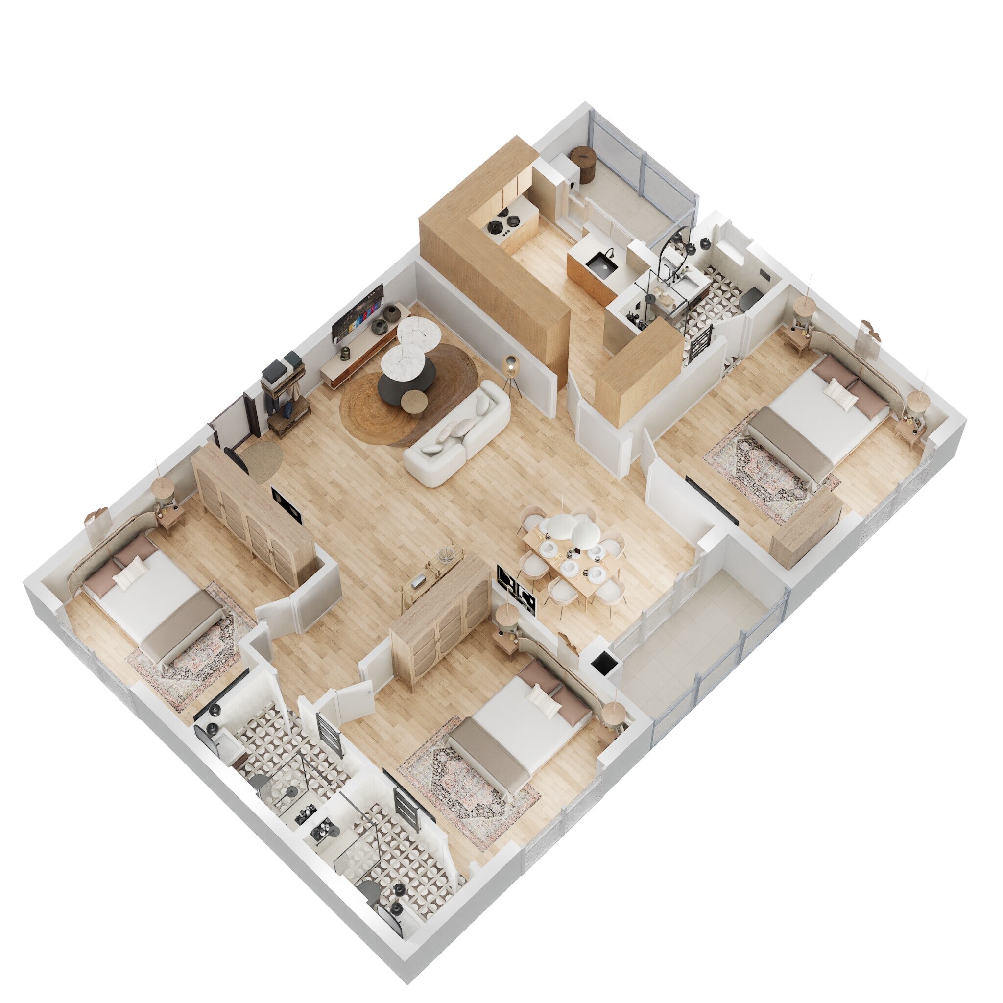 Floor plan of 3 BHK 2432 Sq. Ft. Apartment in Salarpuria Necklace Pride, Hyderabad