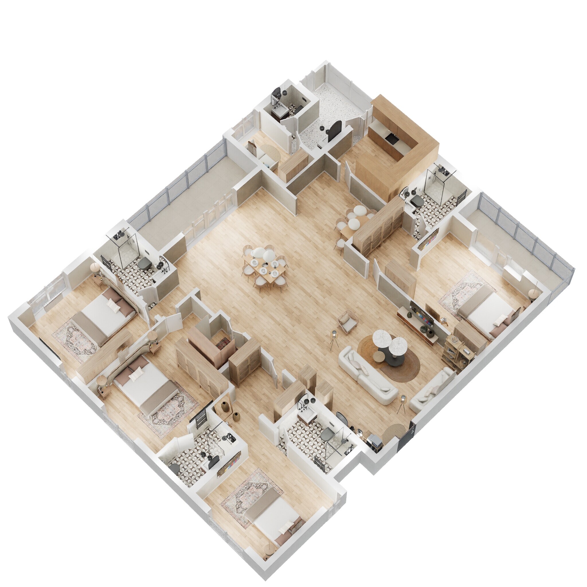 Floor plan of 4 BHK 3645 Sq. Ft. Apartment in Salarpuria Necklace Pride, Hyderabad
