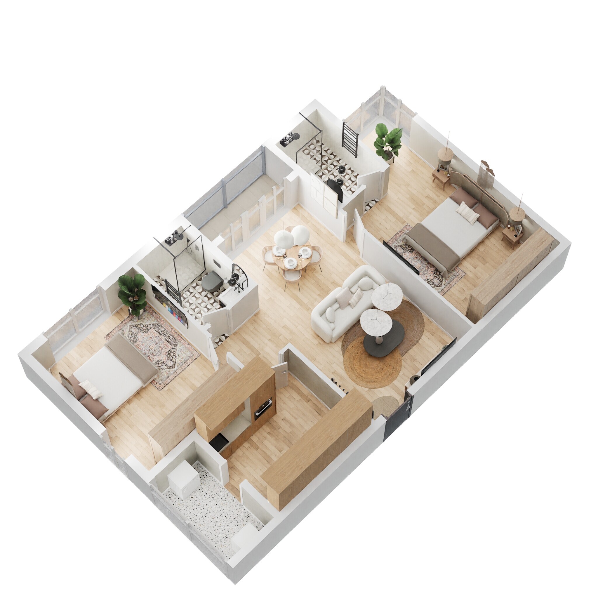 Floor plan of 2 BHK 1280 Sq. Ft. Apartment in Salarpuria Necklace Pride, Hyderabad